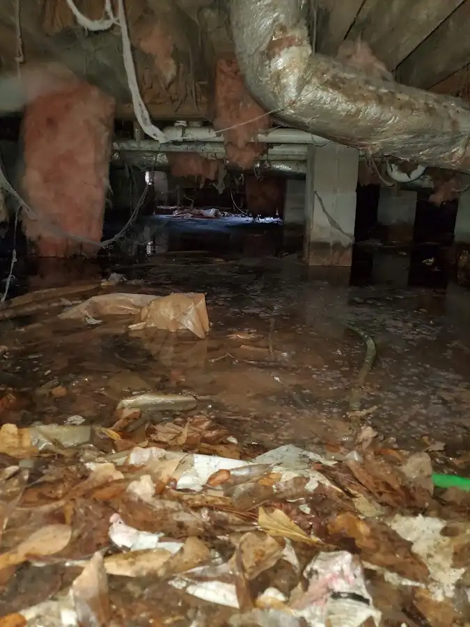 Crawl space flood assessment for Commercial Water Damage Restoration in Pascagoula